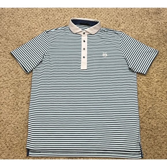 Greyson Golf Men Teton Light Blue Stripe Performance Polo Shirt Size Large L EUC - Picture 1 of 5